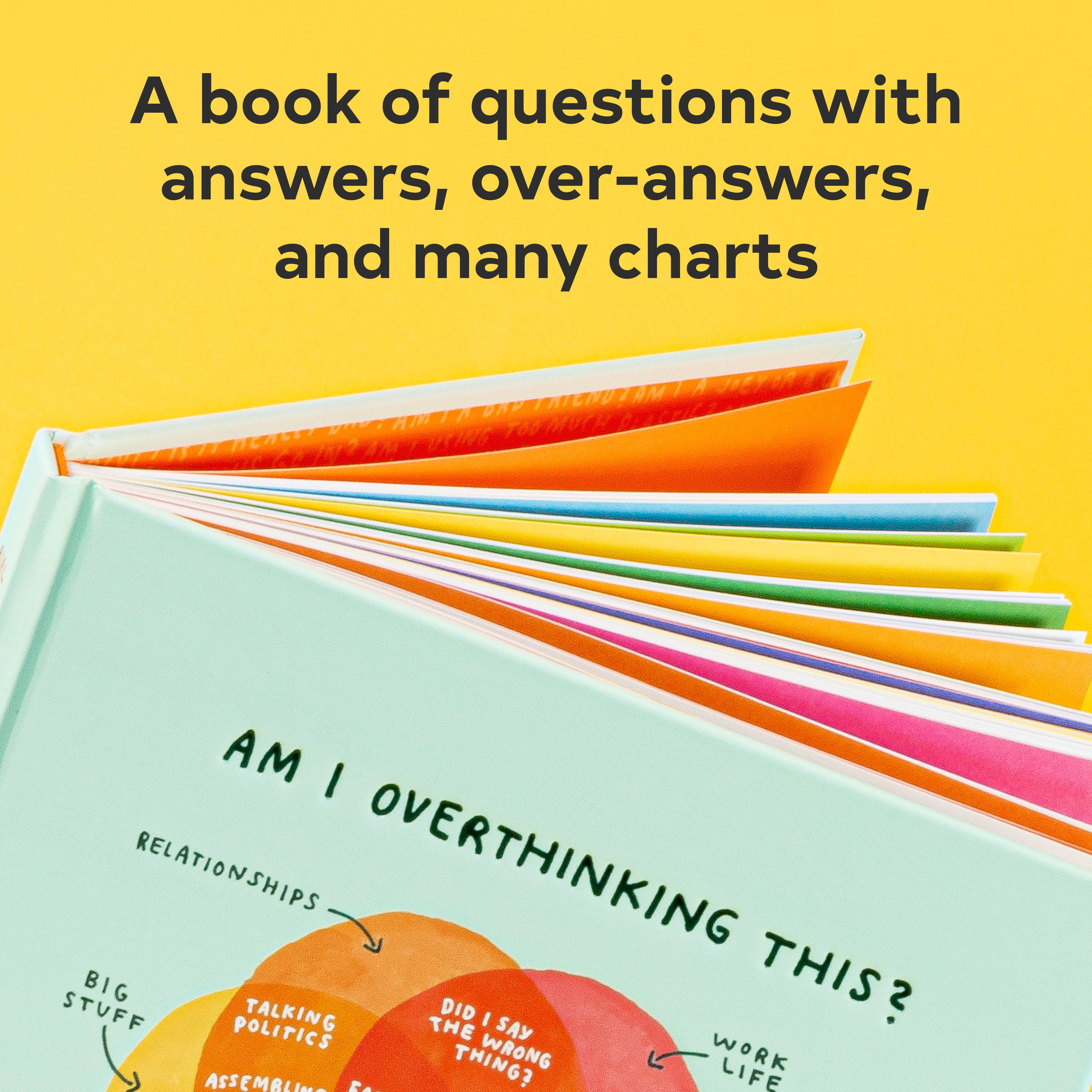 Open copy of Am I Overthinking This? showing rainbow-colored pages.