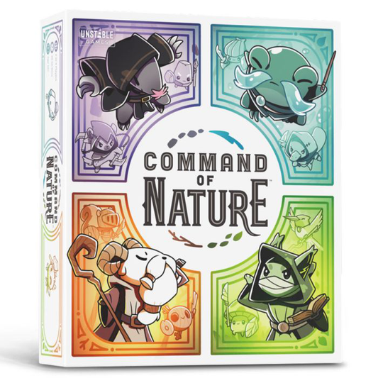Command of Nature board game box for 2-4 players, showing cartoon animals on the cover.