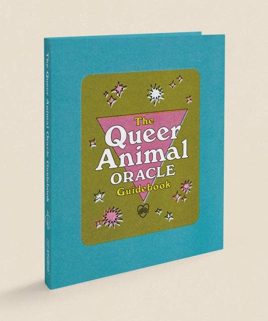 Turquoise Queer Animal Oracle Guidebook with star design for LGBTQ+ Queer Animal Oracle deck.