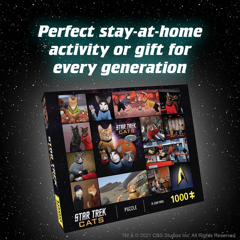 Star Trek Cats 1000-piece puzzle with cat-themed artwork.