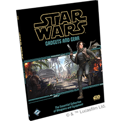 Star Wars Roleplaying: Gadgets and Gear book with a cover showing a character holding weapons.