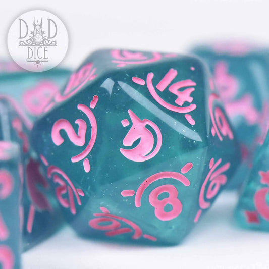 Unicorn Princess teal resin die with pink numbers.
