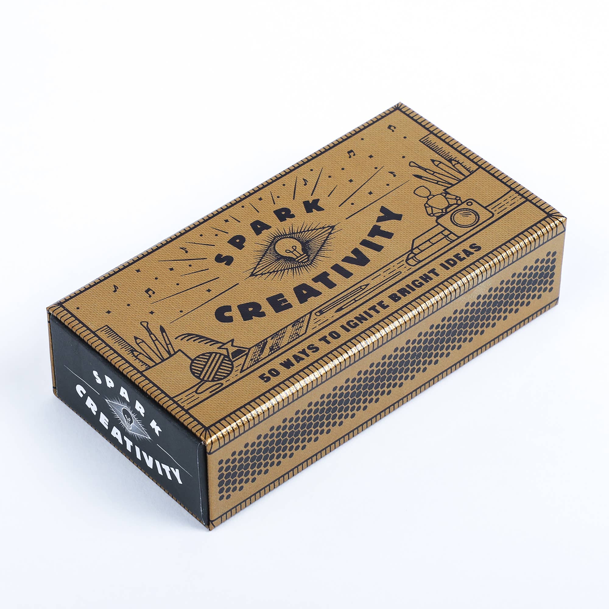 Spark Creativity box containing 50 prompts with line art.
