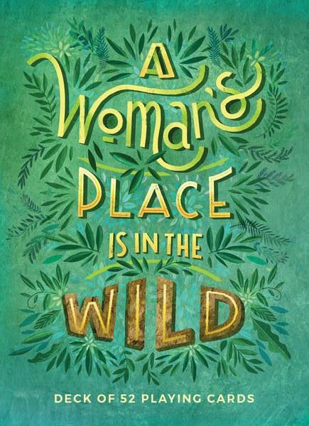 A Womans Place in the Wild playing cards set featuring 52 cards with female outdoor adventurers.