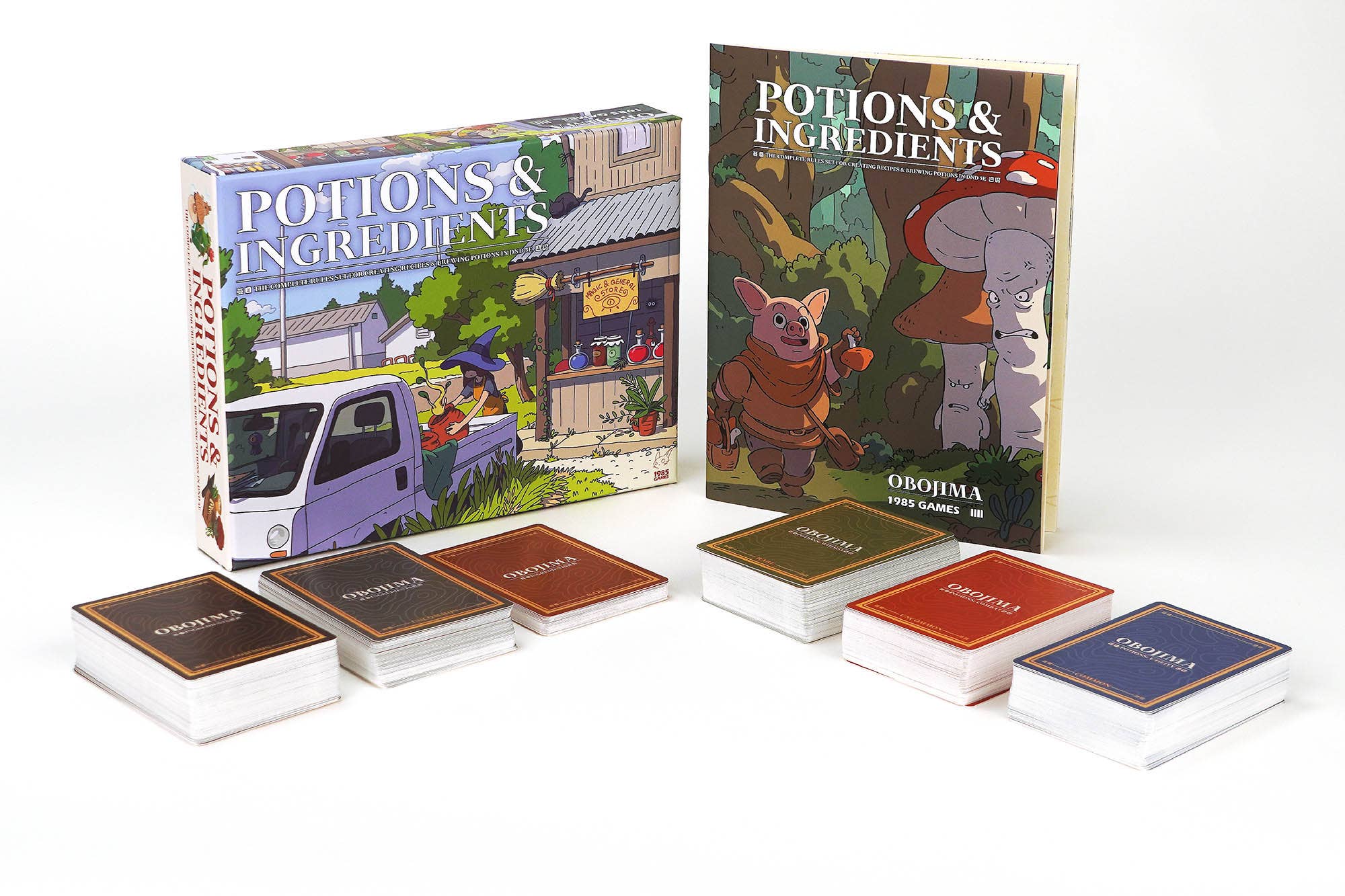 Obojima Potion & Ingredient Deck Box with potion brewing and ingredient reference cards.