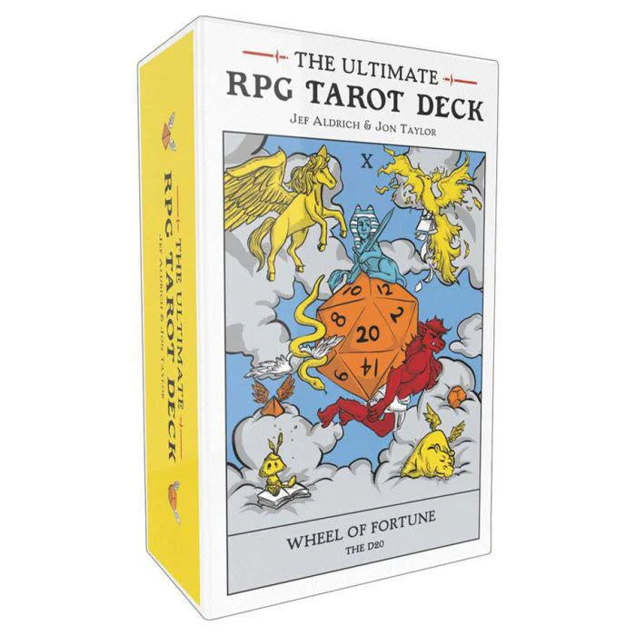 The Ultimate RPG Tarot Deck with D20, fantasy heroes, and tarot cards for tabletop gaming.