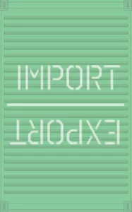 Green Import/Export game container with IMPORT and EXPORT in white letters.