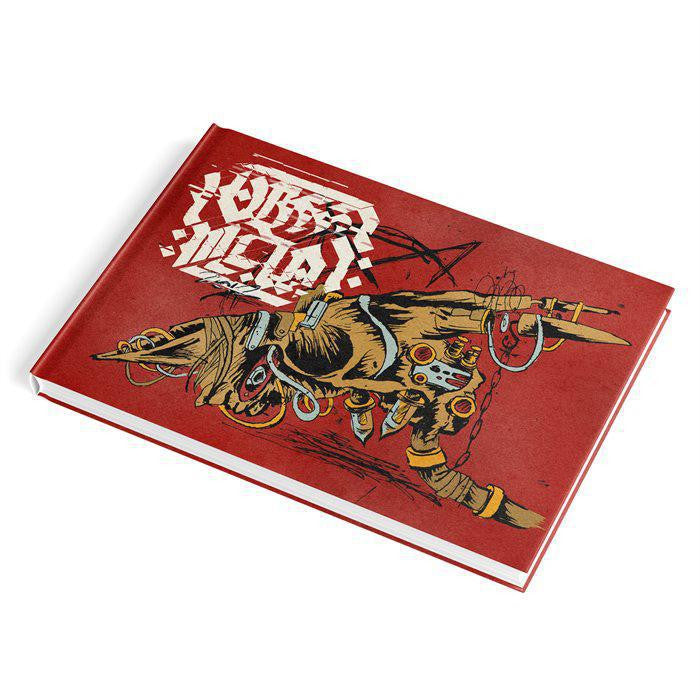 Cybermetal 2012 red hardcover tabletop RPG with stylized hand cover art and bold white title text.