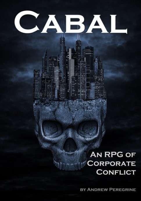 Cabal: a corporate strategy game by Andrew Peregrine, with a skull and city skyline on the cover.