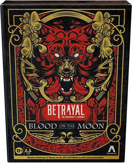 Betrayal at House on the Hill 3E The Werewolfs Journey: Blood on the Moon box with a red werewolf illustration.