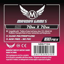 70mm x 70mm card sleeves, 100 pack, compatible with Powergrid and Settlers of Catan cards.