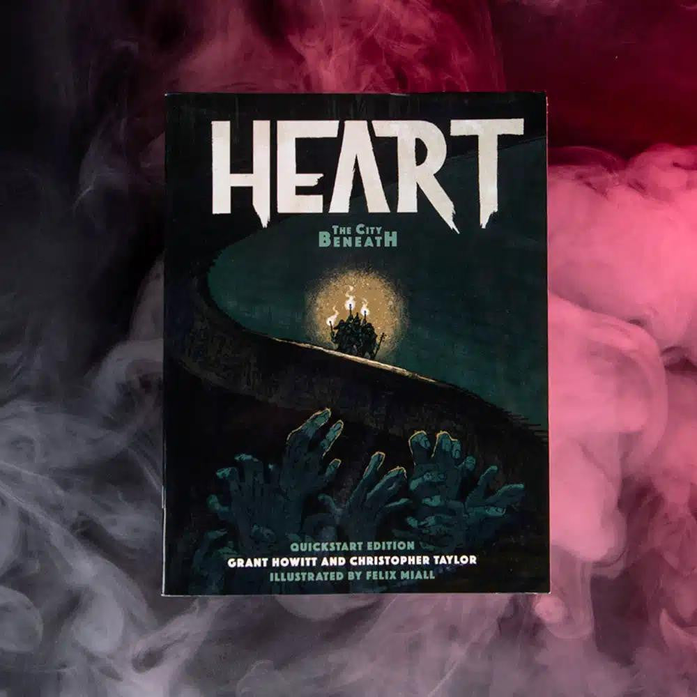 The Heart Quickstart product with red and white swirling smoke in the background.