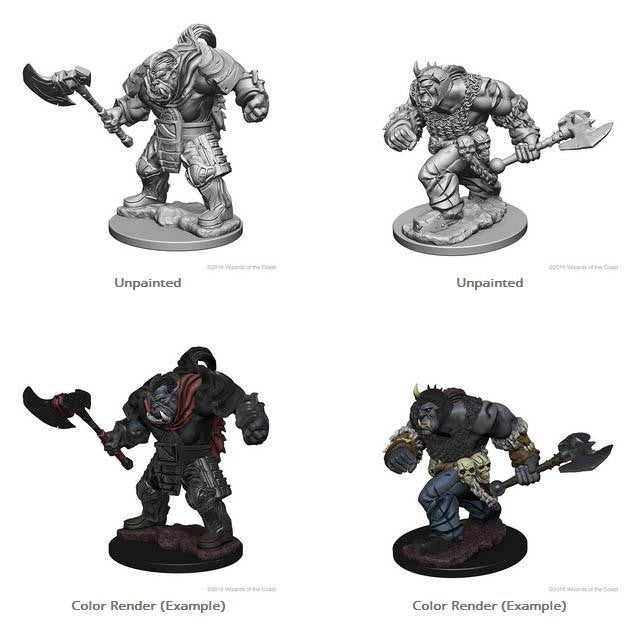 Four D&D NMU Gargoyles W1 miniatures, two unpainted and two painted, displayed on a white background.