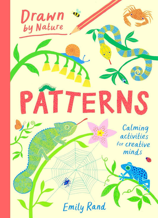 Drawn by Nature: Patterns art activity book featuring animal, plant, and nature-inspired designs.