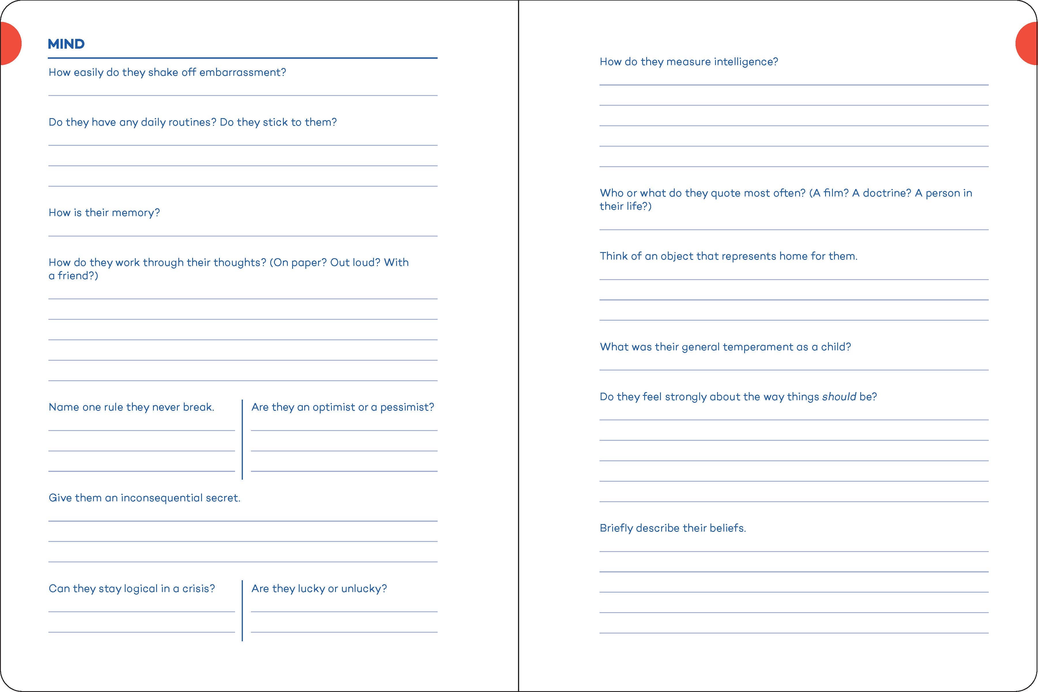 A Writer’s Journal for Creating Characters notebook for capturing ideas and character inspiration.
