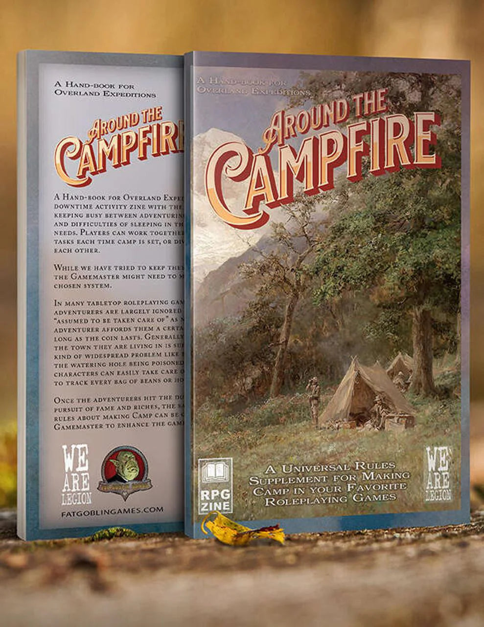 Around the Campfire: A Hand-book for Overland Expeditions book with vintage campfire activities cover illustration.