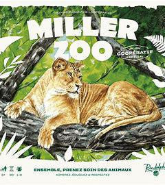 Miller Zoo family board game featuring a lioness on a tree with foliage.