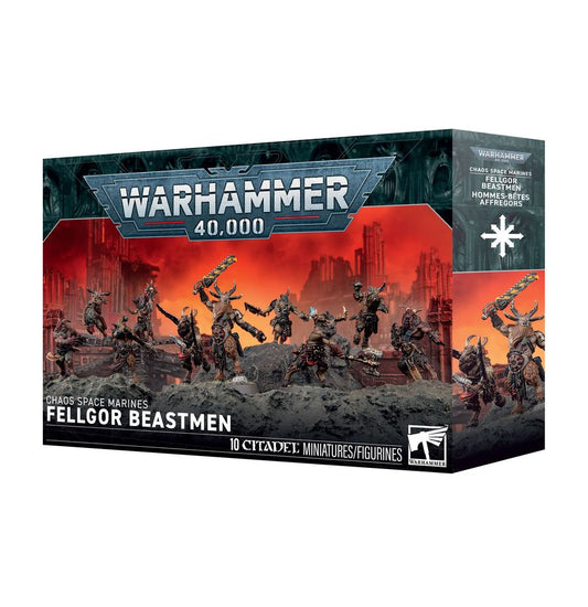 Warhammer 40,000 Chaos Space Marines Fellgor Beastmen miniatures set displayed.