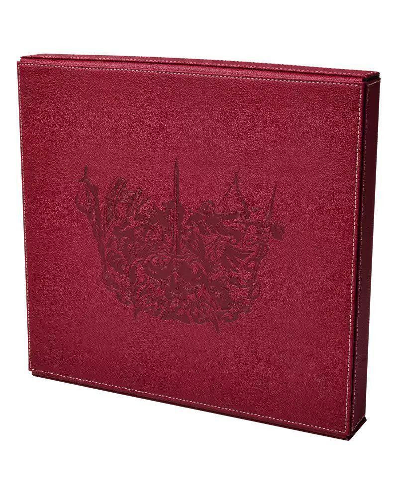 The Dragon Shield RPG: Player Companion - Blood Red, a red square box with embossed art and white stitching for tabletop RPGs.