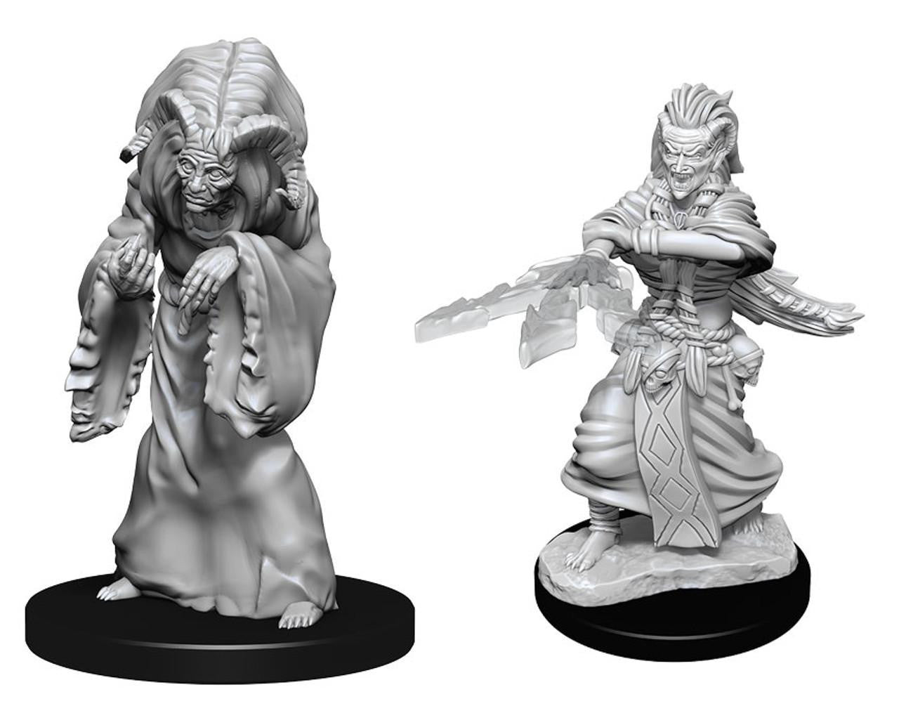 D&D NMU W6 miniatures: Green Hag and Night Hag figures.