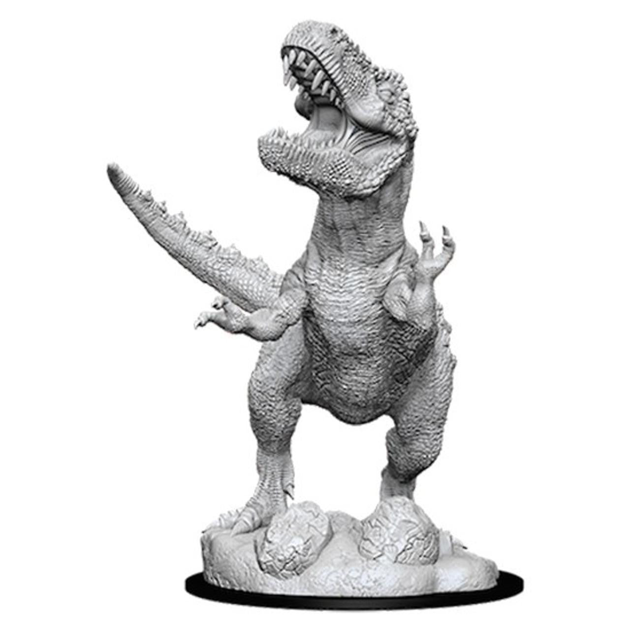 D&D: NMU: T-Rex W6 unpainted miniature, roaring on rocky base with eggs.