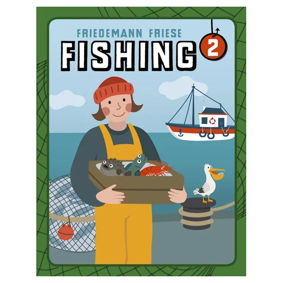 Fishing 2 card showing a fisher with a crate of catch.