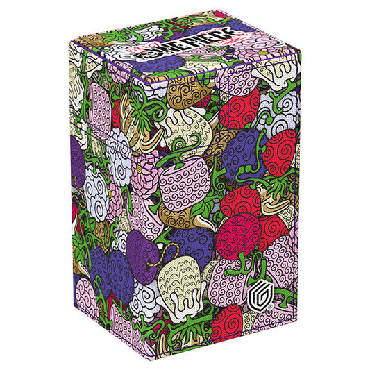 FlipnTray 80+ Xenoskin Deck Case, Netflix One Piece Devil Fruits, in red, purple, violet, and white.