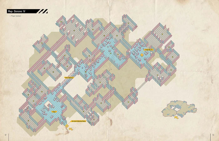 Fragged Empire 2E: Eat Cake isometric map with labeled rooms and inset dungeon crawl map.