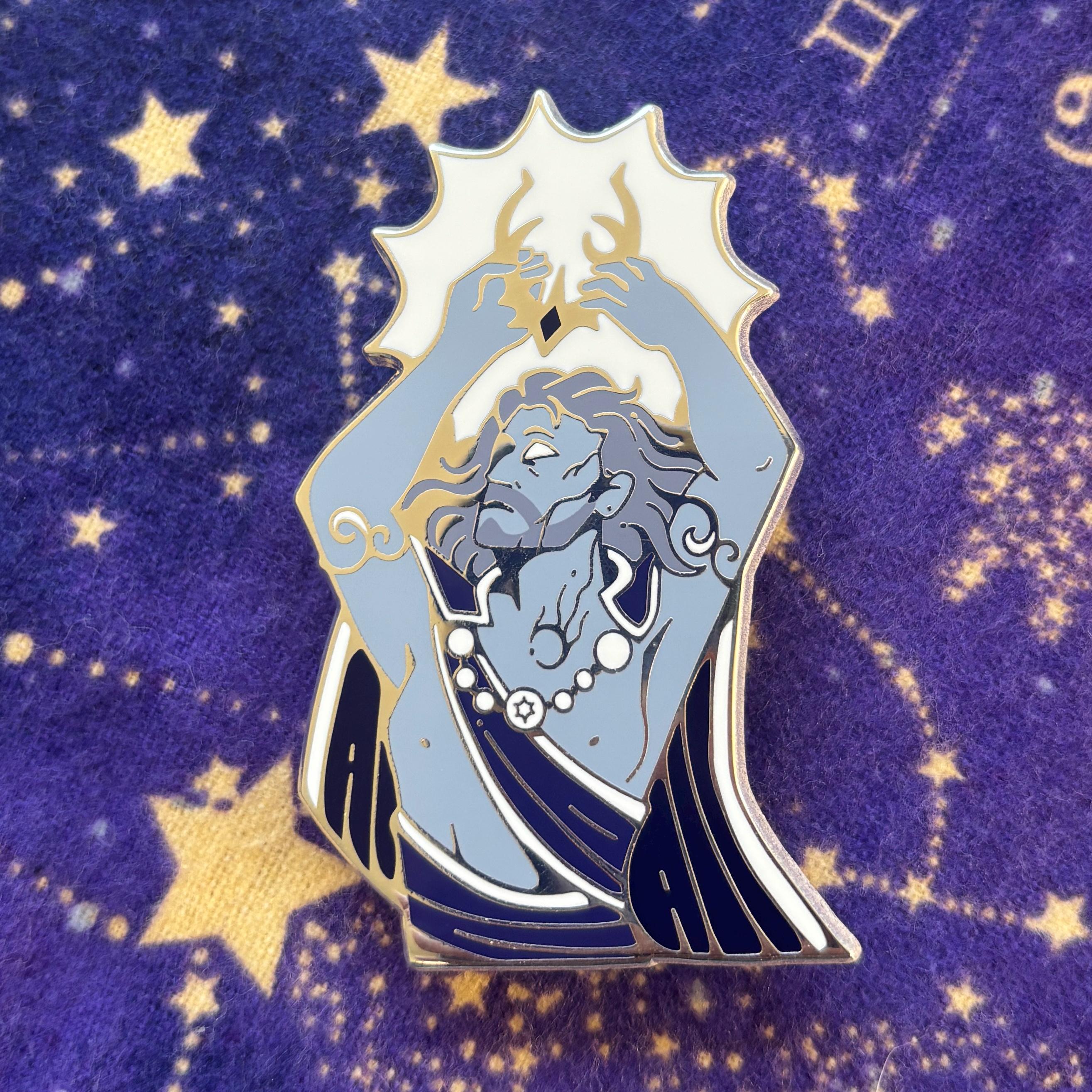 Gale Dual Destinies Pin - God variant featuring a bearded man lifting a light under a starry purple sky.