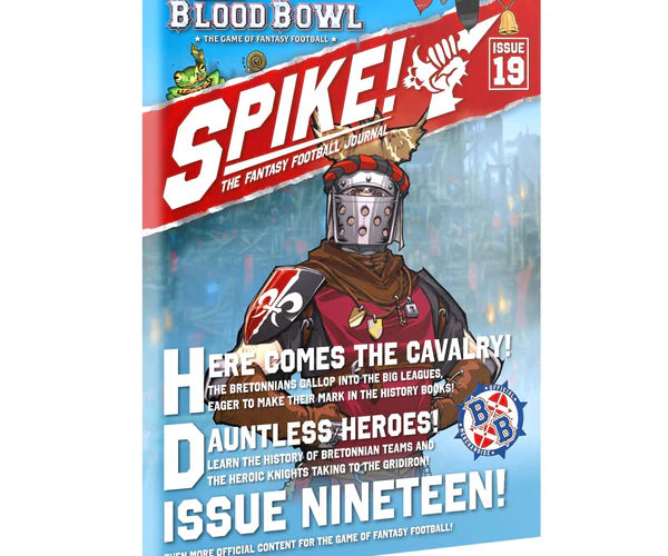 Blood Bowl: Spike Journal 19 cover featuring a knight with a red plume, Blood Bowl themed.