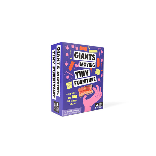 Giants Moving Tiny Furniture family game box with colorful illustrations and miniature furniture pieces.