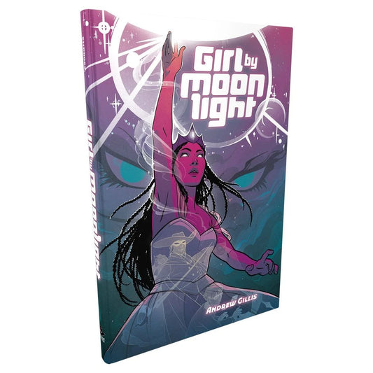 Girl by Moonlight RPG cover featuring a magical girl reaching toward a moonlit sky with cosmic art.
