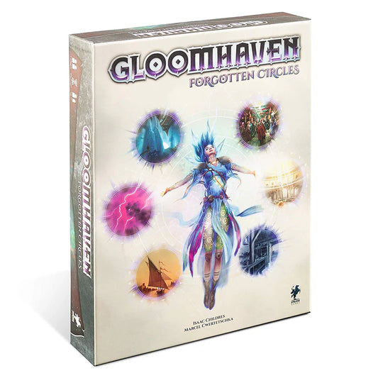 Gloomhaven: Forgotten Circles Expansion box featuring a new character class with five magical orbs.