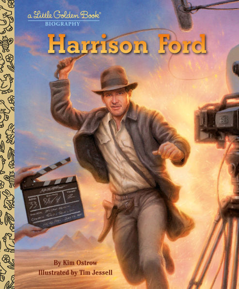 Cover of Harrison Ford: A Little Golden Book Biography featuring him depicted as Indiana Jones.
