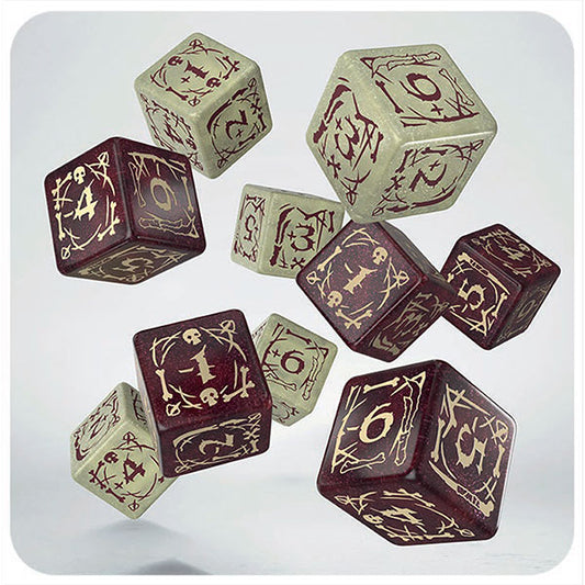 Ten Hobbit TCG Goblin dice featuring symbols and numbers.