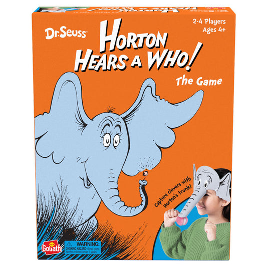 Dr. Seuss: Horton Hears a Who board game box with Horton the elephant and a child in an elephant mask on the cover.
