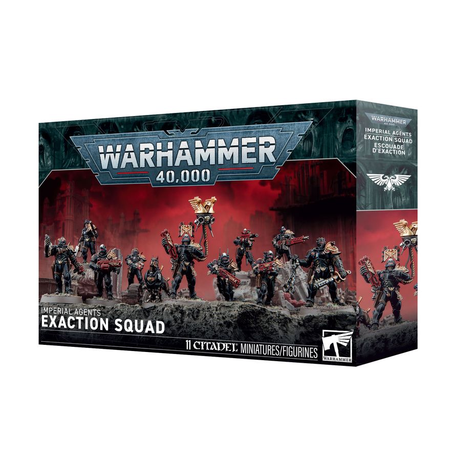 Warhammer 40,000 Imperial Agents: Exaction Squad set with eleven miniatures.