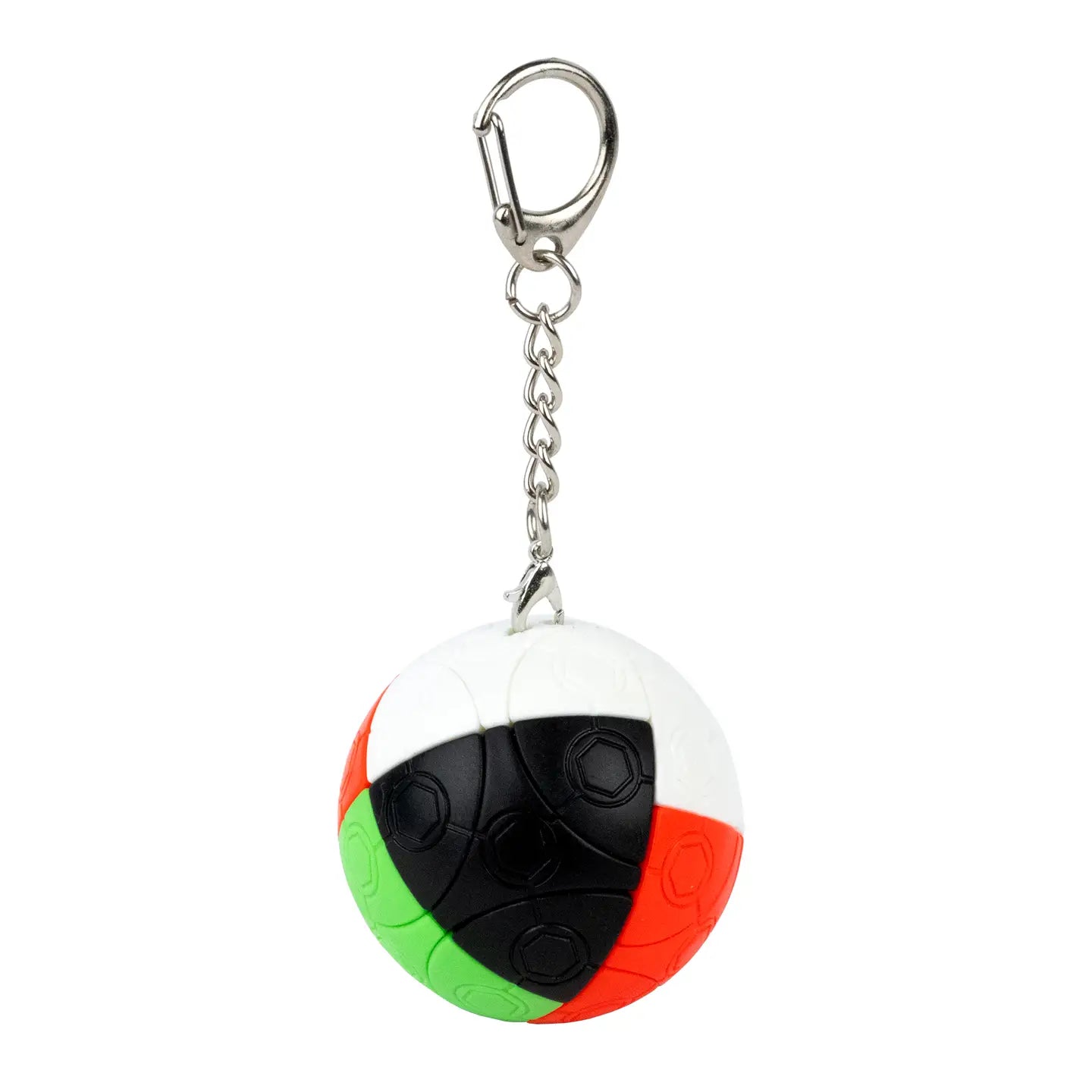 Inverse Cosmo Keychain Puzzle with colorful panels and attached metal chain.