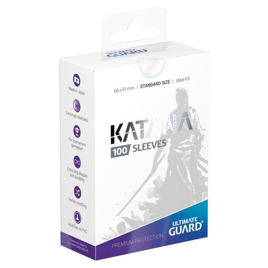 Katana Sleeve 100ct with samurai graphic and purple accent for card protection.