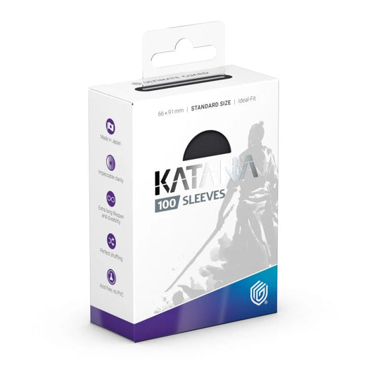 Katana Sleeve 100ct for standard cards, includes a box with a samurai silhouette design.
