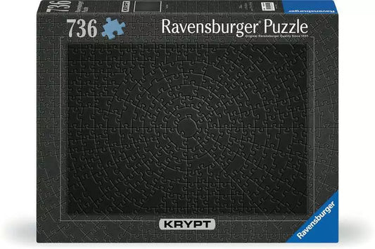 The Krypt Black 736-piece puzzle with identical pieces forming a concentric circle pattern.