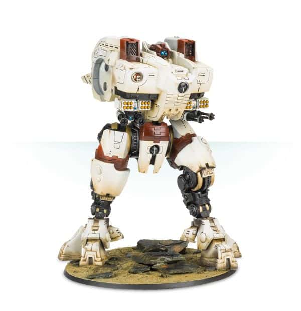 KX139 Taunar Supremacy Armor Body Expert Kit, white and brown, on 160mm base with rocky desert terrain.