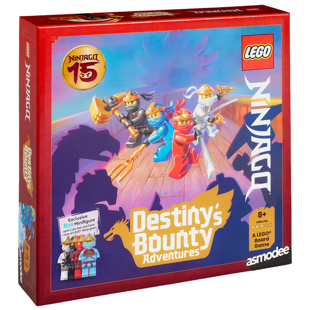 LEGO Ninjago Destinys Bounty Adventures set box with four ninja minifigures shown on the packaging.