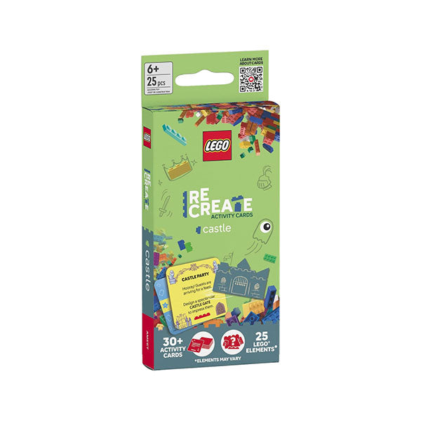 Lego Recreate Castle, 25-piece portable building set with challenge cards, for ages 6 and up.