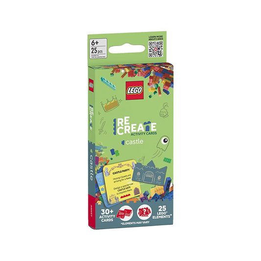 Lego Recreate Castle, 25-piece portable building set with challenge cards, for ages 6 and up.