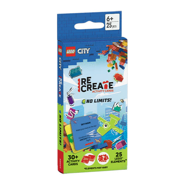 Lego Recreate City - No Limits set for ages 6+ with 25 bricks, building cards, and over 30 activities.