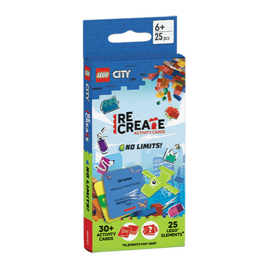 Lego Recreate City - No Limits set for ages 6+ with 25 bricks, building cards, and over 30 activities.