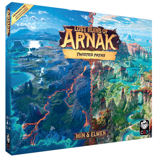 Lost Ruins of Arnak: Twisted Paths Expansion game board with volcanic and lush map sections.