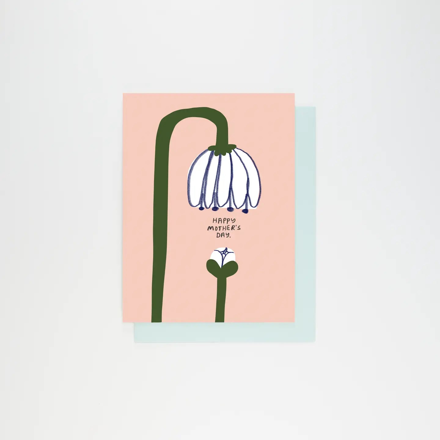 Love To All The Moms Card with a drooping white flower, archival card stock, and Snocone envelope.