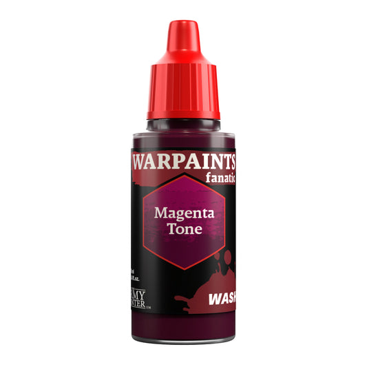 Warpaints Fanatic Wash Magenta Tone 18ml acrylic paint bottle with red cap and magenta label.